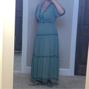 Sage colored Dress with Embroidered Detail from Bohme